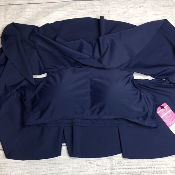 Shekini Blue Off Shoulder Flounce Ruffle Swim Top Size XXL NWT - Picture 6 of 9